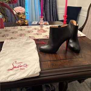 Christian Louboutin Black and Red Heeled Boots